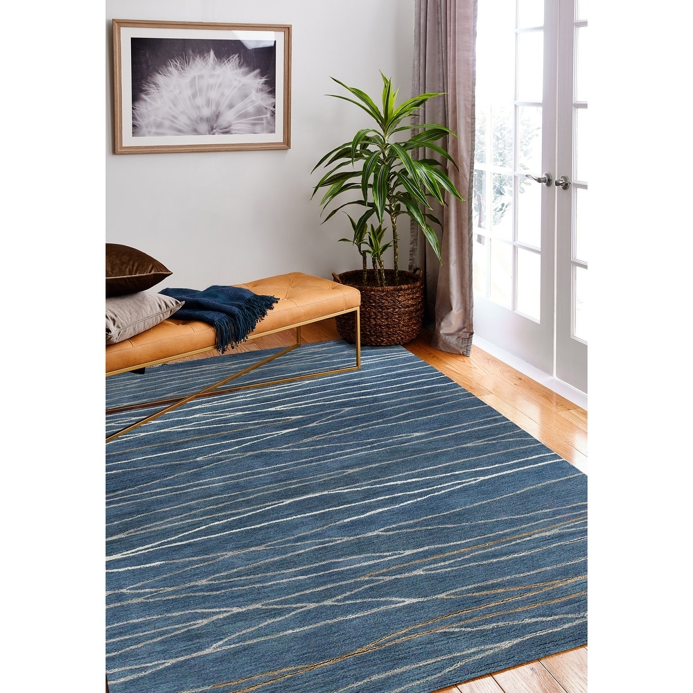 Bashian Heritage Collection Z040A Machine Made Polypropylene and Cotton Area Rug 5.3X7.6 Dark Blue 